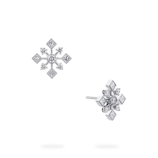 Bijoux Birks Snowflake Diamond White Gold Cluster Earrings Bijoux Birks